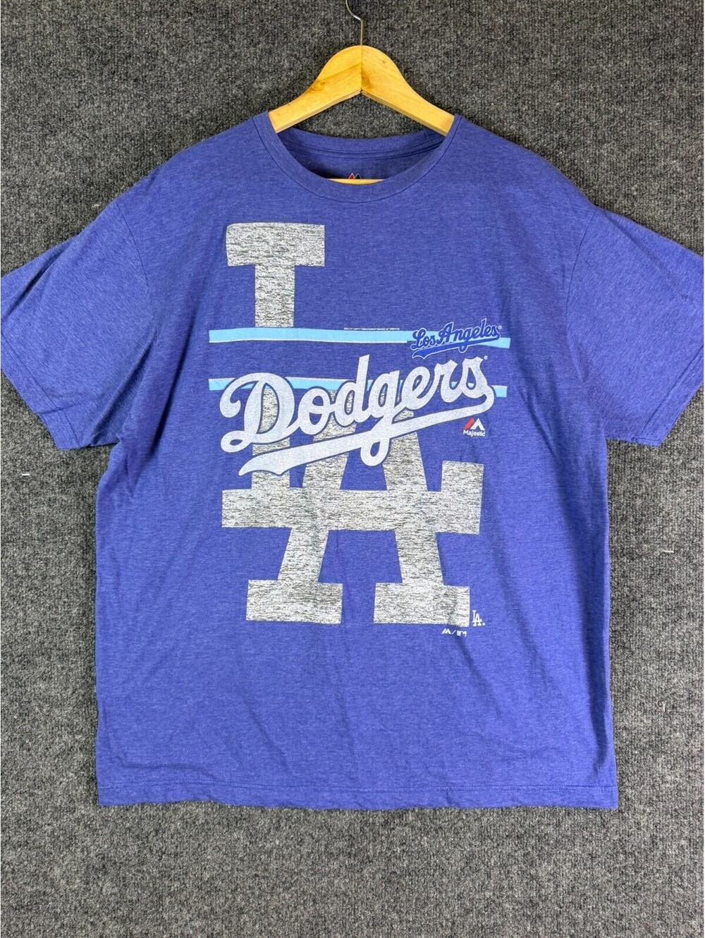 Majestic Los Angeles Dodgers T Shirt Mens XL Blue Heathered MLB Graphic